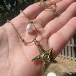 18k gold plated stainless steel starfish pearl pendant necklace for beach and vacation water resistant Photo 3