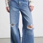 PacSun Light Blue Ripped Baggy Jeans in Medium Indigo Photo 1