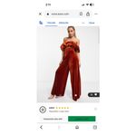 ASOS Rust Velvet Off The Shoulder Wide Leg Jumpsuit Cutout Middle Womens Size 10 Photo 10