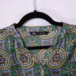 ZARA  Paisley Print Pattern Textured Satin Long Sleeve Button Front Blouse Shirt Photo 1