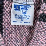 Vintage 5Focus Cotton Blend Pink & Gray Short Sleeve Mexican Baja Poncho Size M Photo 2