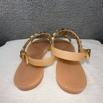Stuart Weitzman Shoes 10 Gold Womens Jelly Rose Studded T-Strap Sandals Photo 4