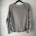 Miss Me Y2k Gray Lace Sleeve Thermal Henley Top Long Sleeve Grunge Size L Photo 6
