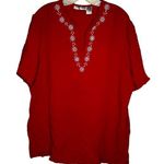 Cathy Daniels  Red Embroidered Top Photo 0