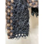 Saint Gil Blazer Jacket Women S Semi Sheer Faux Fur Woven Crochet Lace Ruffle‎ Black Photo 4