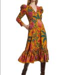 Farm Rio Anthropologie Women’s Orange Flowerdoscopic Floral Print Midi Dress XL Photo 12