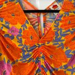 Farm Rio  V-Neck Floral Ruched Mesh Midi Dress, Size L Photo 6