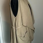 Elodie Women’s Olive Green Draped Collar Cinched Waist Rayon Layering Vest Photo 3