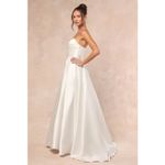 Lulus NWT  Khalida White Satin Pleated Strapless Gown Wedding Bridal Dress Sz XS Photo 3