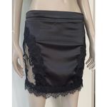 SheIn Black Satin & Lace Peek A Boo Mini Skirt Photo 5