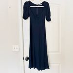 Reformation Matin Midi Dress Navy Blue Photo 3