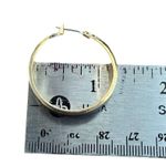 Gold Tone Black Enamel Hoop Earrings 1.25" across Classic Formal Career Photo 3