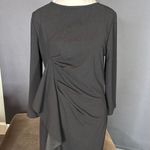 Women’s Black Asymmetrical Ruffled Midi Dress 3/4 Sleeve Zip Back Size M NEW Size M Photo 2