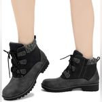 Jbu  Black and Gray Ankle Booties with Rugged‎ Design Photo 1