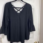 Harlow & Rose Top Black Knit Bohemian Gypsy Women's Size Large Photo 5