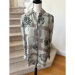 Dana Buchman Vintage  Light Blue & Grey Silk Button Down & Scarf Photo 1