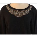 Roz & Ali  black rhinestone diamond sweater Women’s Size L Large Photo 0