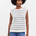 Madewell Puff Trim Sweater Vest Striped Ivory Cotton Linen Preppy XXS NWT Photo 0