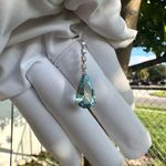 NWT NATURAL 3.73CT TEARDROP AQUAMARINE 18K WHITE GOLD DIAMONDS NECKLACE Photo 8