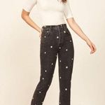 Reformation  Cynthia High Relaxed Black Daisy Jeans Photo 0
