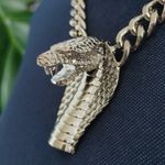 Bold Silver Statement 3D Cobra Snake Necklace Set Photo 2