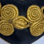 Vintage Sandy Duftler Belt Size Small Black Velvet Statement Dynasty Gold Emblem Photo 3
