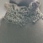 White Birch Wmns Mock Turtleneck Short Sleeved Ribbed Material Crochet Accent SM Photo 3