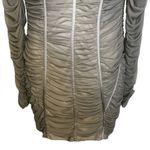 Pretty Little Thing Taupe Mesh L/S Ruched Open Back Bodycon Dress EUC Size 10 Photo 4