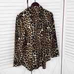 Chico's  Leopard Print Crinkle Upper Button Up‎ Boyfriend Shirt Tan Black Medium 1 Photo 7