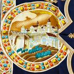 Vintage 100% Silk Romans Warrior Horses Rolled Hem Square Scarf 41”X41” Blue Photo 2