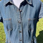Faded Glory  denim pullover midi dress button/zip closure, collared cap sleeves. Photo 1
