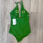 Commense Resort Vacation Ring Detail Cutout Halter One Piece Swimsuit Green M Size M Photo 3