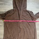 Barefoot Dreams Cozychic Lite Brown Fuzzy Hood Duster Open Cardigan Sweater M Photo 7