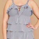 Cacique Women's Stripe Ruffle Tankini Top Blue Size 24 Beach Pool Photo 0
