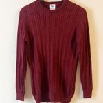 ZARA Crewneck Maroon Cable Knit Sweater Size Medium Long Sleeves Photo 0