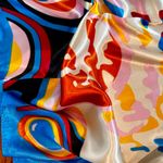 VTG RETRO Abstract Multicolor artwork Square oversized silky scarf 35’/35’ Multiple Photo 7