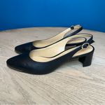 Talbots  Kelsey Slingback Pumps Black Nappa Leather Almond Toe Women’s Size 6.5 Photo 3