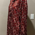 ZARA  red orange floral satin button down shirt Photo 3