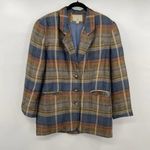 EXPRESS Vintage Plaid Madras Blazer Jacket 3 Button Oversized Boxy Size Small Photo 0