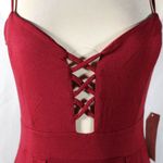 Wild Daisy NWT Burgundy Cranberry Maxi Dress with Slits and Cross Stitch Cleavage Photo 5