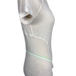 Lululemon  Athletica Workout Mesh Shirt Short Sleeve Womens 4 White Green Striped Photo 2