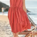 Sundance Women's Adley Sea Coral Gauze Cotton Sleeveless Dress SZ S Red Photo 1