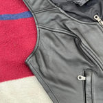 Harley Davidson  black leather Moto vest full zip up riding jacket lace up Piston Photo 2