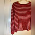 Stars Above Red & White Striped Cozy Pocket Tee Long Sleeve Medium Photo 2