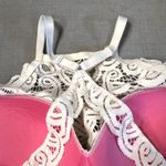 Victoria's Secret  Pink Push Up Bralette Bra Med (34CD-36AB) High Neck White Lace Photo 3