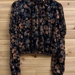 Free People Sz XSmall Clarissa Floral Printed Puff Sleeve Cropped Blouse Revolve Photo 0