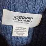 PINK - Victoria's Secret PINK Victoria’s Secret Knit Ribbed Hooded Sweater Blue Women’s Size Large Photo 4
