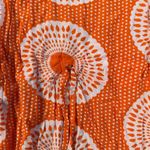 Orange Swim Coverup Tunic One Size Drawstring Orange White Hand Made Rayon Flowy Photo 4