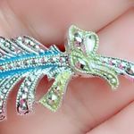 WEST GERMANY Signed Feather Vintage Faux Marcasite Pin Brooch Mid Century MCM Photo 6