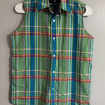 Ralph Lauren Polo Sport  Green Plaid Sleeveless Button Down Shirt Size 6 Photo 0